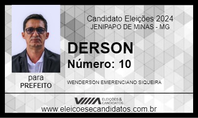 Candidato DERSON 2024 - JENIPAPO DE MINAS - Eleições