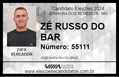 Candidato ZÉ RUSSO DO BAR 2024 - SENHORA DOS REMÉDIOS - Eleições