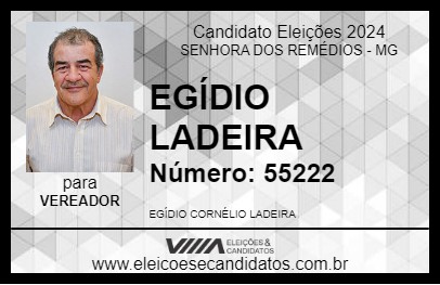 Candidato EGÍDIO LADEIRA  2024 - SENHORA DOS REMÉDIOS - Eleições