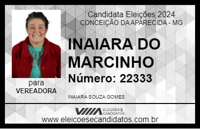 Candidato INAIARA DO MARCINHO 2024 - CONCEIÇÃO DA APARECIDA - Eleições