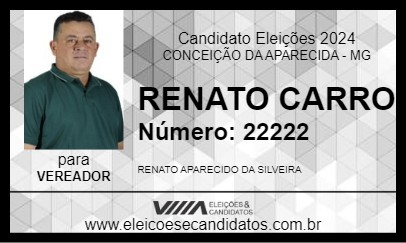 Candidato RENATO CARRO 2024 - CONCEIÇÃO DA APARECIDA - Eleições