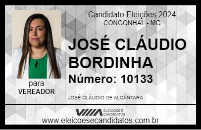 Candidato JOSÉ CLÁUDIO BORDINHA 2024 - CONGONHAL - Eleições