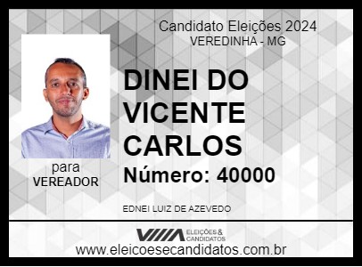 Candidato DINEI DO VICENTE CARLOS 2024 - VEREDINHA - Eleições