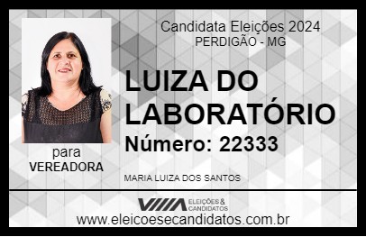 Candidato LUIZA DO LABORATÓRIO 2024 - PERDIGÃO - Eleições