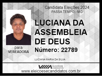 Candidato LUCIANA DA ASSEMBLEIA DE DEUS 2024 - PASSA TEMPO - Eleições