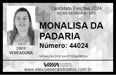 Candidato MONALISA DA PADARIA 2024 - NOVA SERRANA - Eleições