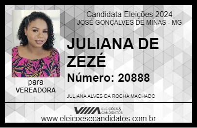 Candidato JULIANA DE ZEZÉ 2024 - JOSÉ GONÇALVES DE MINAS - Eleições