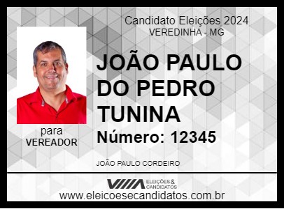 Candidato JOÃO PAULO DO PEDRO TUNINA 2024 - VEREDINHA - Eleições