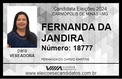 Candidato FERNANDA DA JANDIRA 2024 - CARMÓPOLIS DE MINAS - Eleições