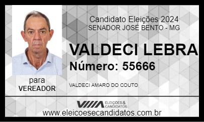 Candidato VALDECI LEBRA 2024 - SENADOR JOSÉ BENTO - Eleições