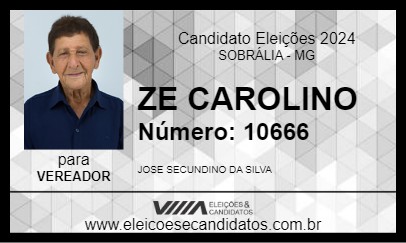 Candidato ZE CAROLINO 2024 - SOBRÁLIA - Eleições