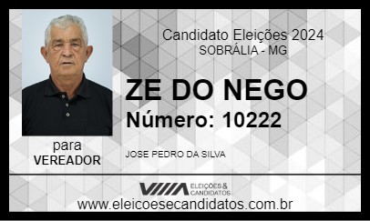 Candidato ZE DO NEGO 2024 - SOBRÁLIA - Eleições