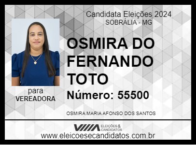 Candidato OSMIRA DO FERNANDO TOTO 2024 - SOBRÁLIA - Eleições