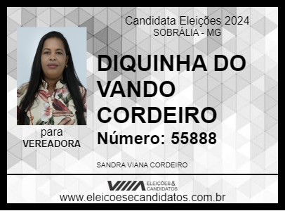 Candidato DIQUINHA DO VANDO CORDEIRO 2024 - SOBRÁLIA - Eleições