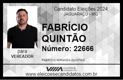 Candidato FABRÍCIO QUINTÃO 2024 - JAGUARAÇU - Eleições