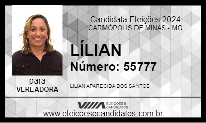 Candidato LÍLIAN 2024 - CARMÓPOLIS DE MINAS - Eleições