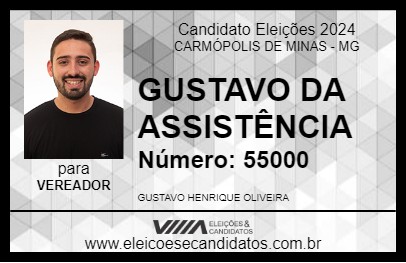 Candidato GUSTAVO DA ASSISTÊNCIA 2024 - CARMÓPOLIS DE MINAS - Eleições