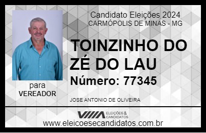 Candidato TOINZINHO DO ZÉ DO LAU 2024 - CARMÓPOLIS DE MINAS - Eleições