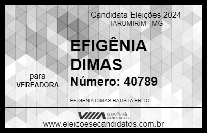 Candidato EFIGÊNIA DIMAS 2024 - TARUMIRIM - Eleições