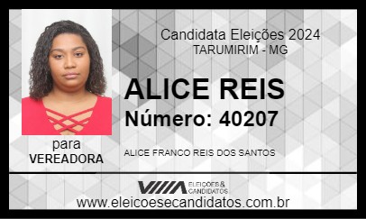 Candidato ALICE REIS 2024 - TARUMIRIM - Eleições