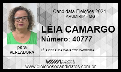 Candidato LÉIA CAMARGO 2024 - TARUMIRIM - Eleições