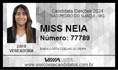 Candidato MISS NEIA 2024 - SÃO PEDRO DO SUAÇUÍ - Eleições