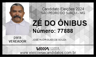 Candidato ZÉ DO ÔNIBUS 2024 - SÃO PEDRO DO SUAÇUÍ - Eleições