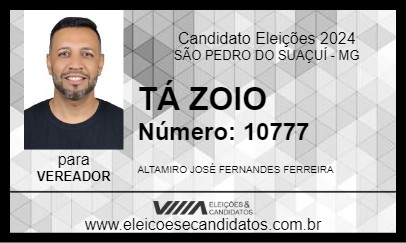 Candidato TÁ ZOIO 2024 - SÃO PEDRO DO SUAÇUÍ - Eleições