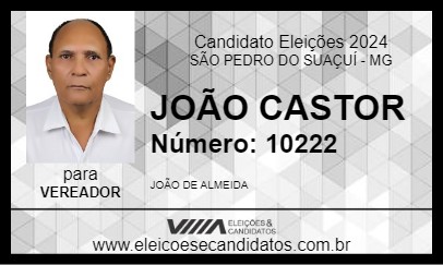 Candidato JOÃO CASTOR 2024 - SÃO PEDRO DO SUAÇUÍ - Eleições