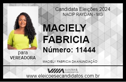 Candidato MACIELY FABRICIA 2024 - NACIP RAYDAN - Eleições