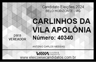 Candidato CARLINHOS DA VILA APOLÔNIA 2024 - BELO HORIZONTE - Eleições