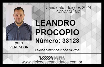 Candidato LEANDRO PROCOPIO 2024 - COROACI - Eleições