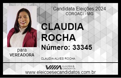 Candidato CLAUDIA ROCHA  2024 - COROACI - Eleições