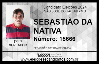 Candidato SEBASTIÃO DA NATIVA 2024 - SÃO JOSÉ DO JACURI - Eleições