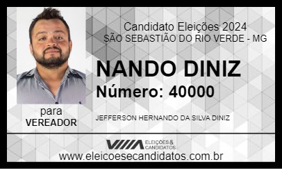 Candidato NANDO DINIZ 2024 - SÃO SEBASTIÃO DO RIO VERDE - Eleições