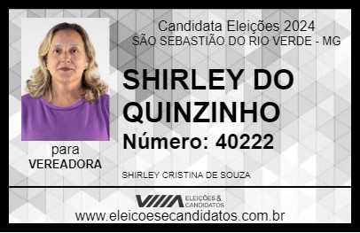 Candidato SHIRLEY DO QUINZINHO 2024 - SÃO SEBASTIÃO DO RIO VERDE - Eleições