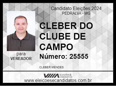 Candidato CLEBER DO CLUBE DE CAMPO 2024 - PEDRALVA - Eleições