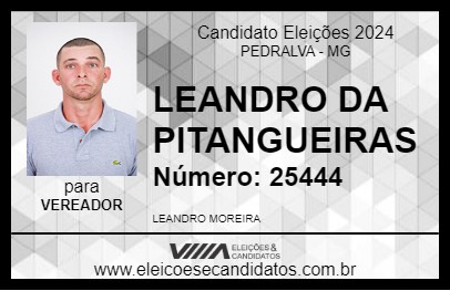 Candidato LEANDRO DA PITANGUEIRAS 2024 - PEDRALVA - Eleições