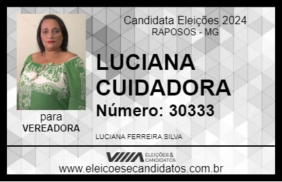 Candidato LUCIANA CUIDADORA 2024 - RAPOSOS - Eleições