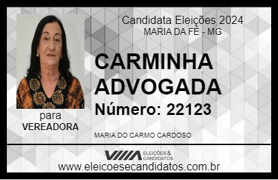 Candidato CARMINHA ADVOGADA 2024 - MARIA DA FÉ - Eleições