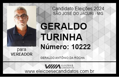 Candidato GERALDO TURINHA 2024 - SÃO JOSÉ DO JACURI - Eleições