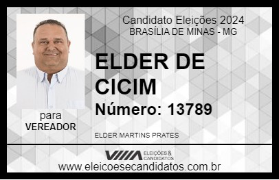 Candidato ELDER DE CICIM 2024 - BRASÍLIA DE MINAS - Eleições