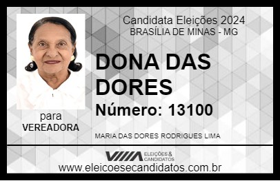 Candidato DONA DAS DORES 2024 - BRASÍLIA DE MINAS - Eleições