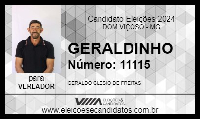 Candidato GERALDINHO 2024 - DOM VIÇOSO - Eleições