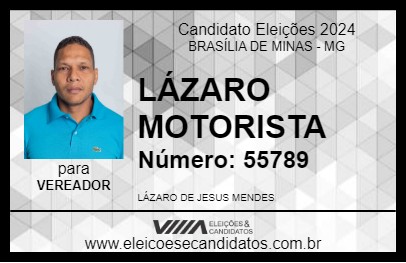 Candidato LÁZARO MOTORISTA 2024 - BRASÍLIA DE MINAS - Eleições