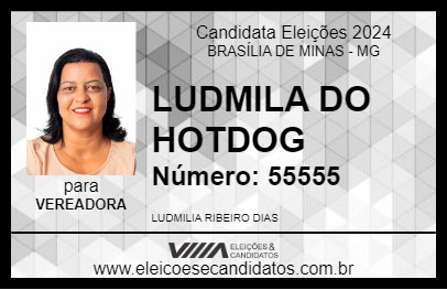 Candidato LUDMILA DO HOTDOG 2024 - BRASÍLIA DE MINAS - Eleições