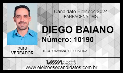 Candidato DIEGO BAIANO 2024 - BARBACENA - Eleições