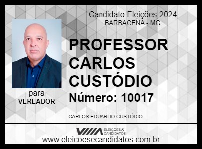 Candidato PROFESSOR CARLOS CUSTÓDIO 2024 - BARBACENA - Eleições