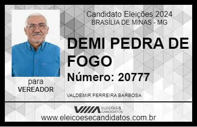 Candidato DEMI PEDRA DE FOGO 2024 - BRASÍLIA DE MINAS - Eleições