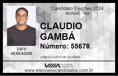 Candidato CLAUDIO GAMBÁ 2024 - MURIAÉ - Eleições